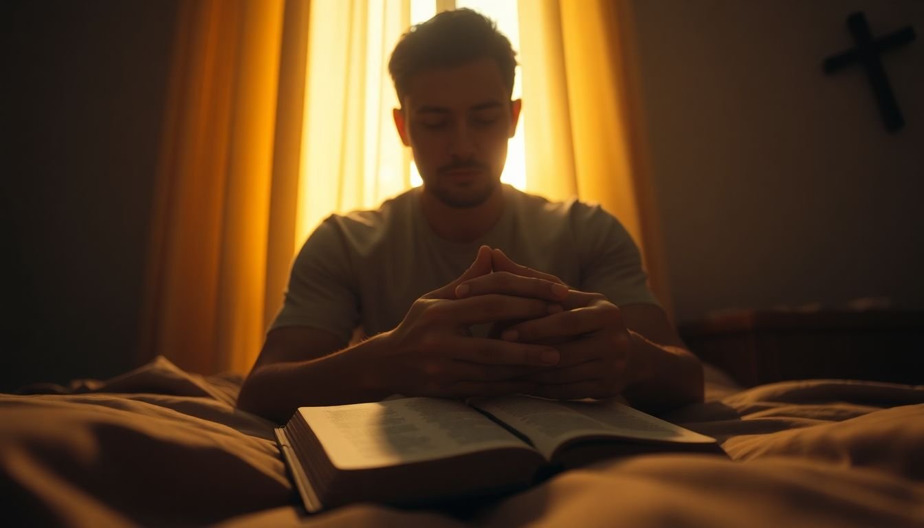 o que fazer quando acordo de madrugada com ansiedade e culpa segundo a Bíblia - Cena imersiva