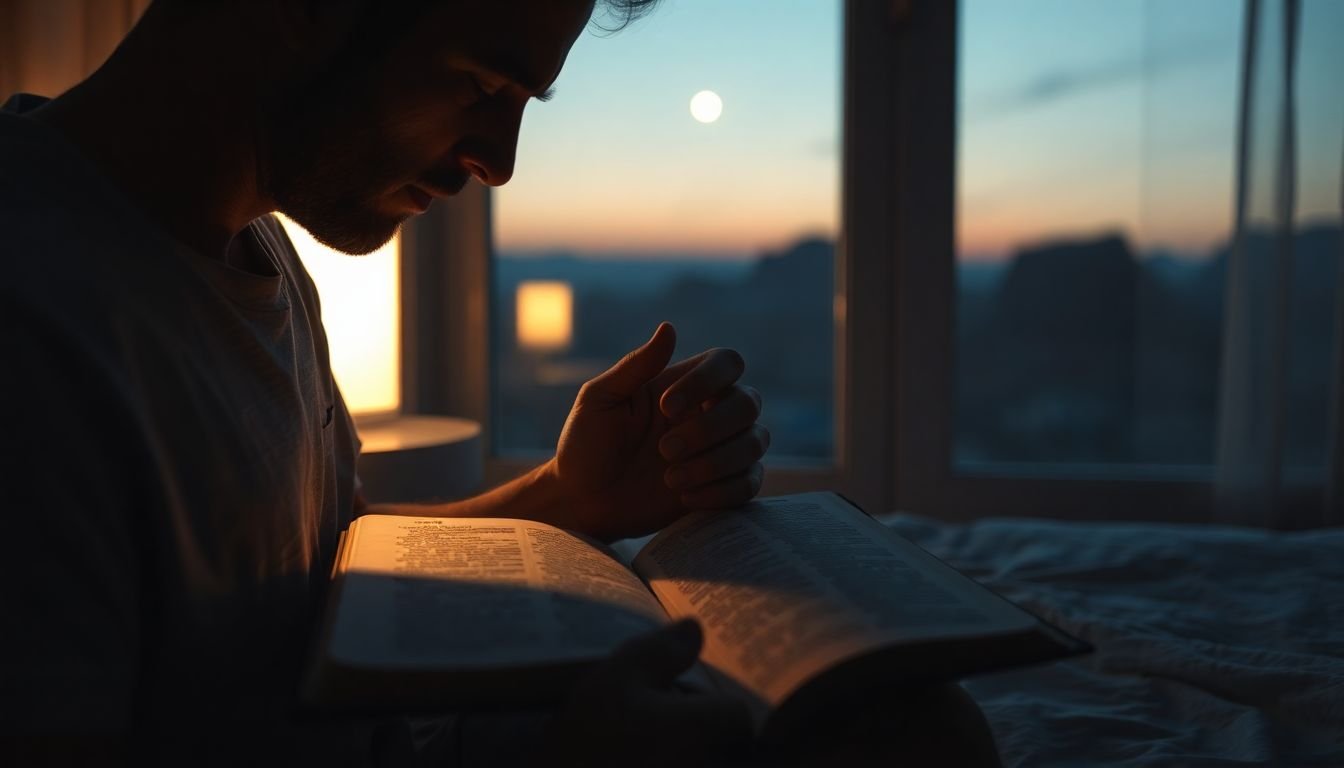 o que fazer quando acordo no meio da noite com ansiedade e culpa segundo a Bíblia - Cena imersiva